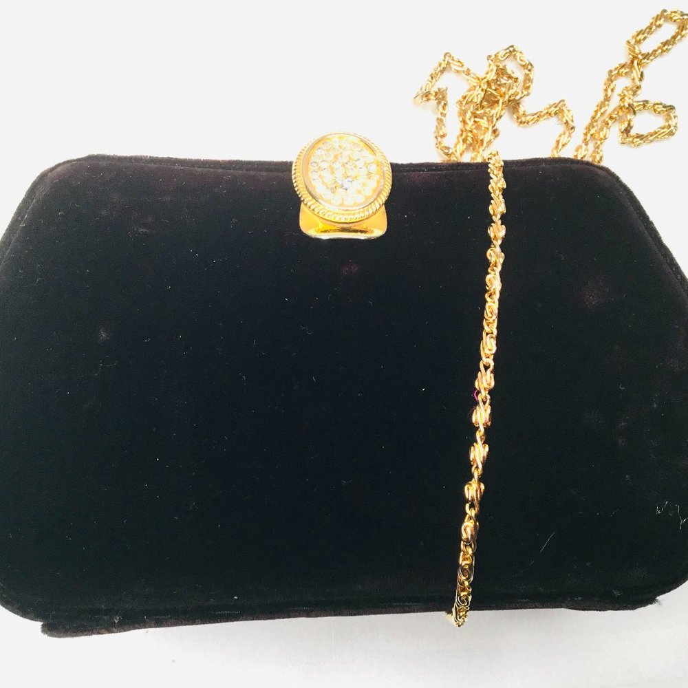 Vintage 1980s Farnell Paris Black Velvet Clutch
